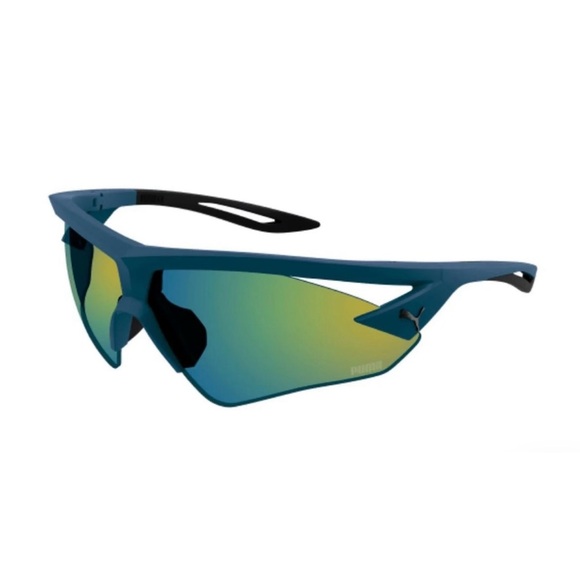 Puma PU0397S Teal and Yellow Sports Sunglasses - Picture 1 of 11